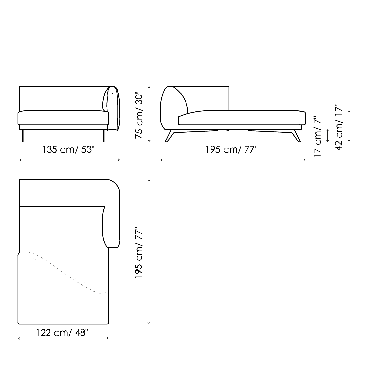 Chaise longue 135x195