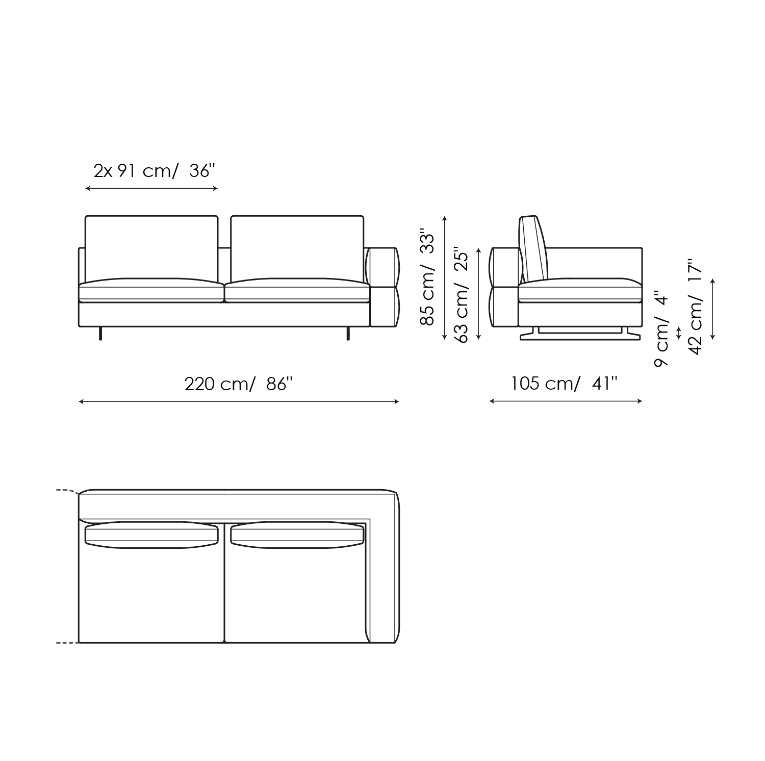 End section sofa 220