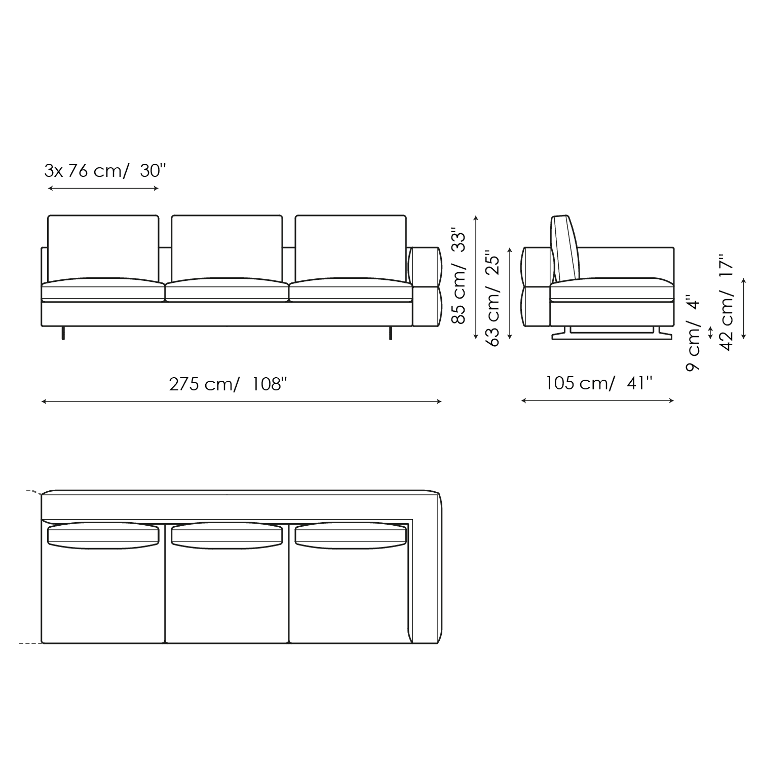 End section sofa 275