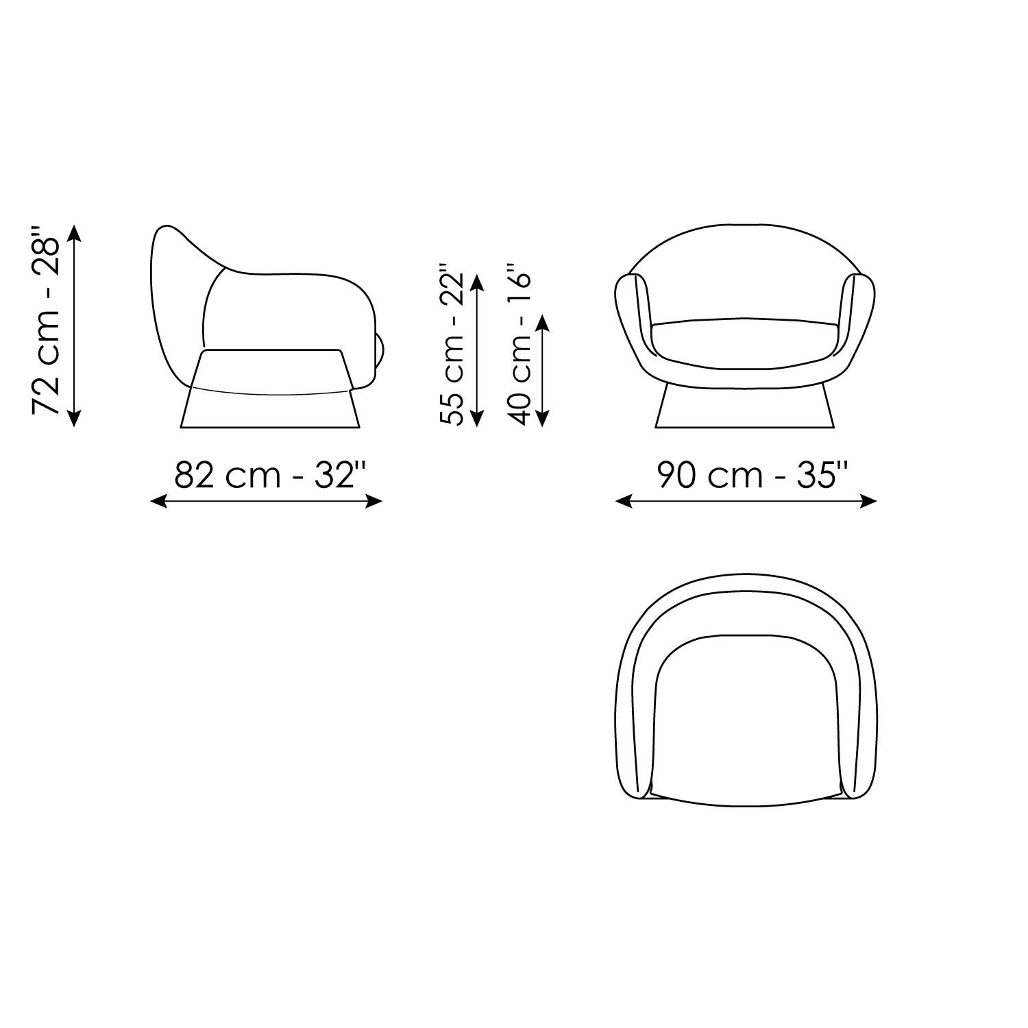 Boolean armchair - fixed base