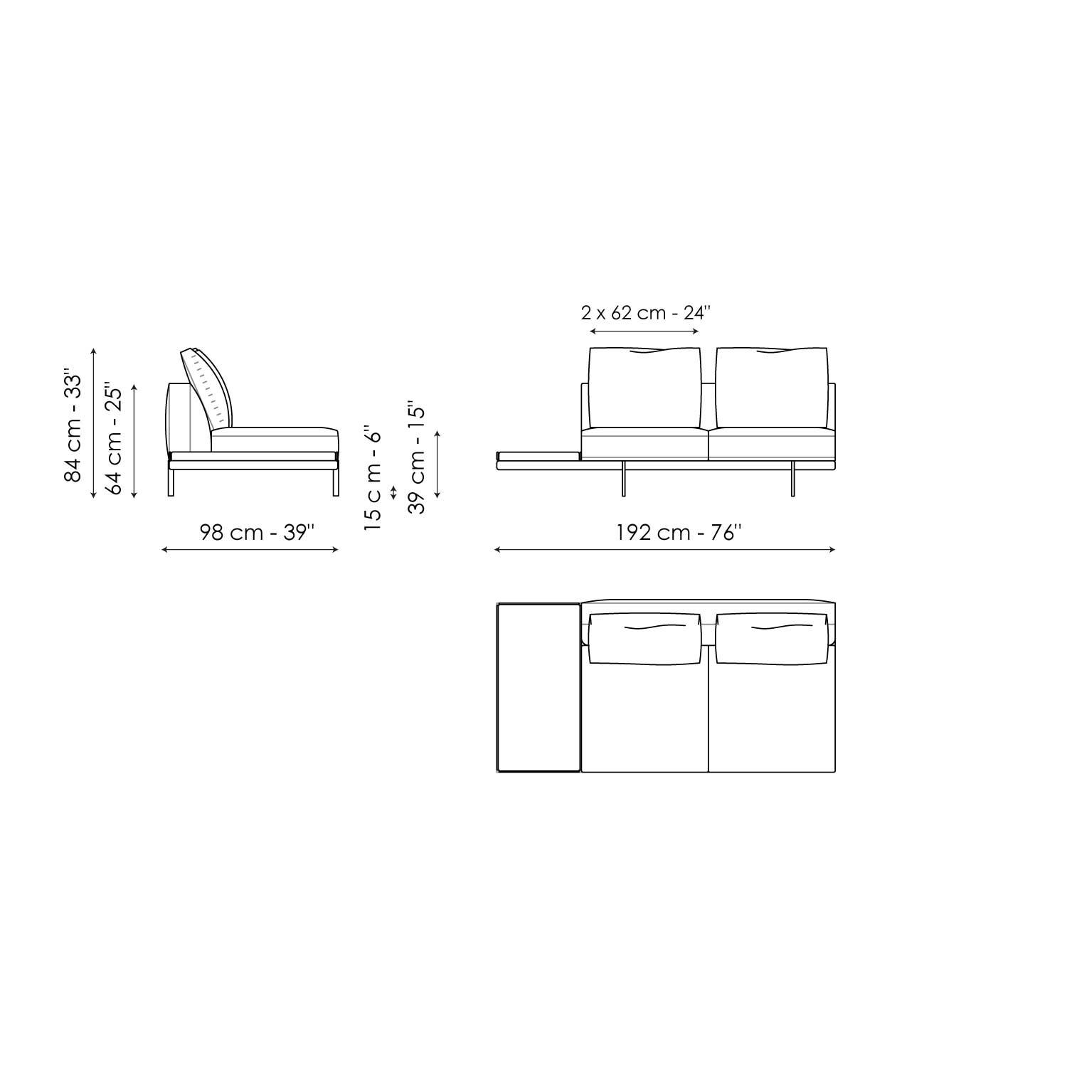 Center section with tray 192