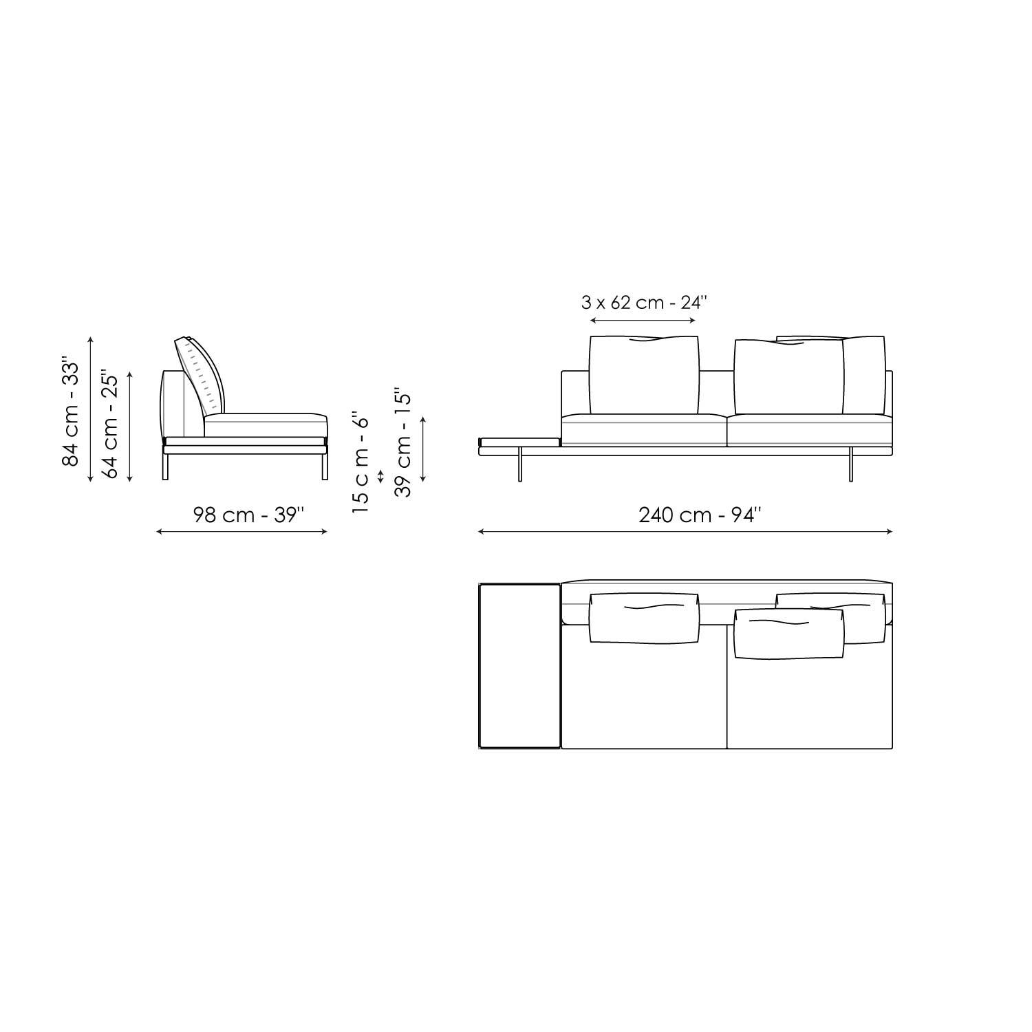 Center section with tray 240
