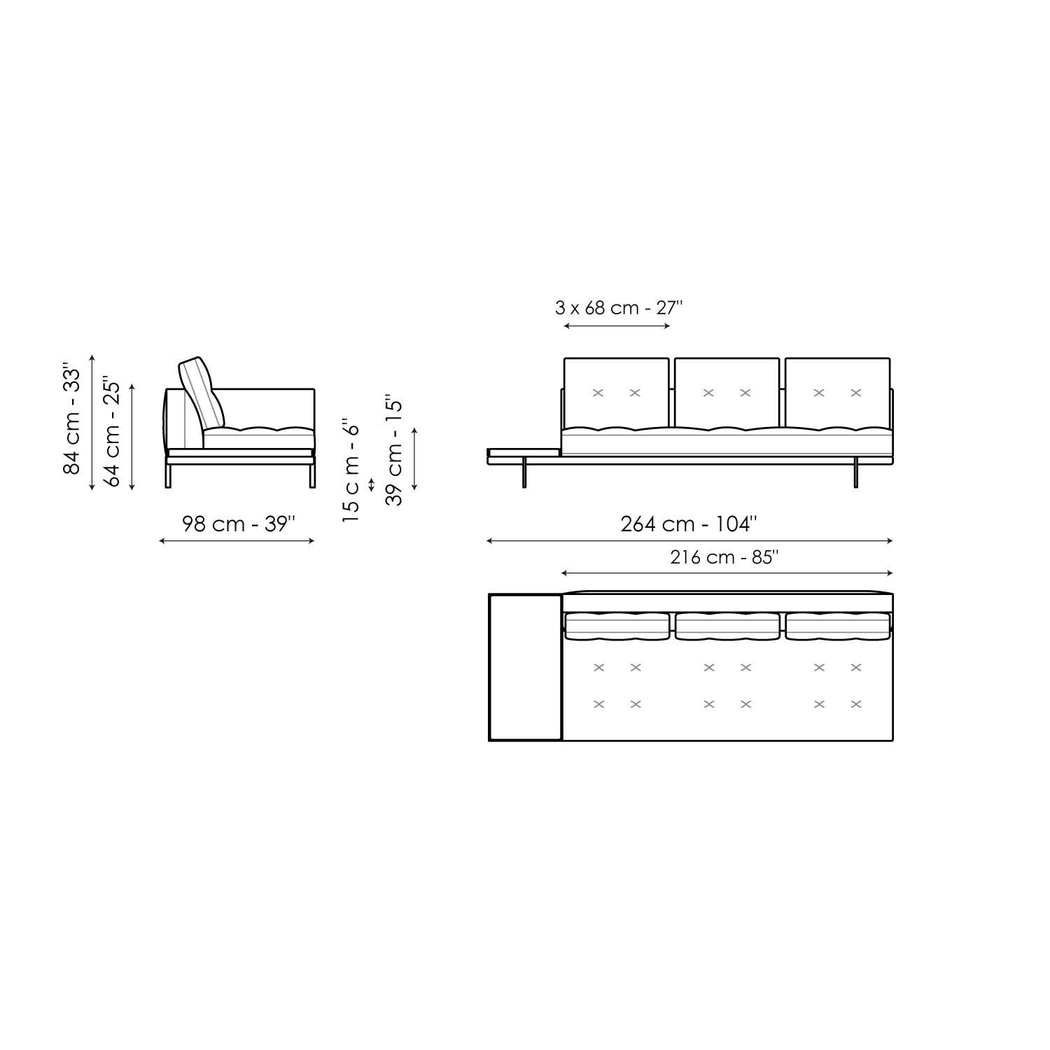 Central section with tray 264