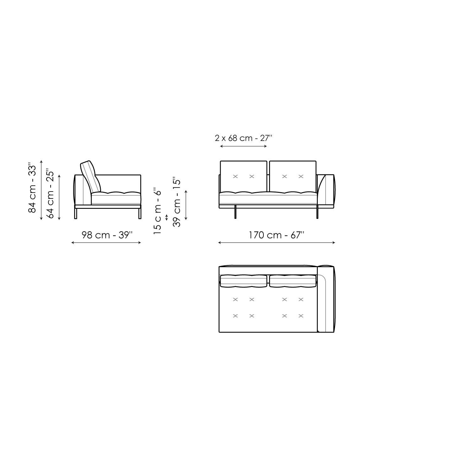 End section sofa 170