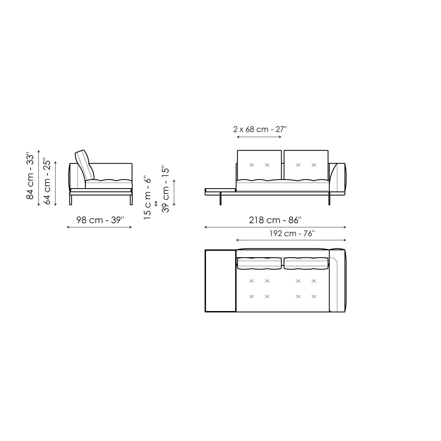 End section with tray 218