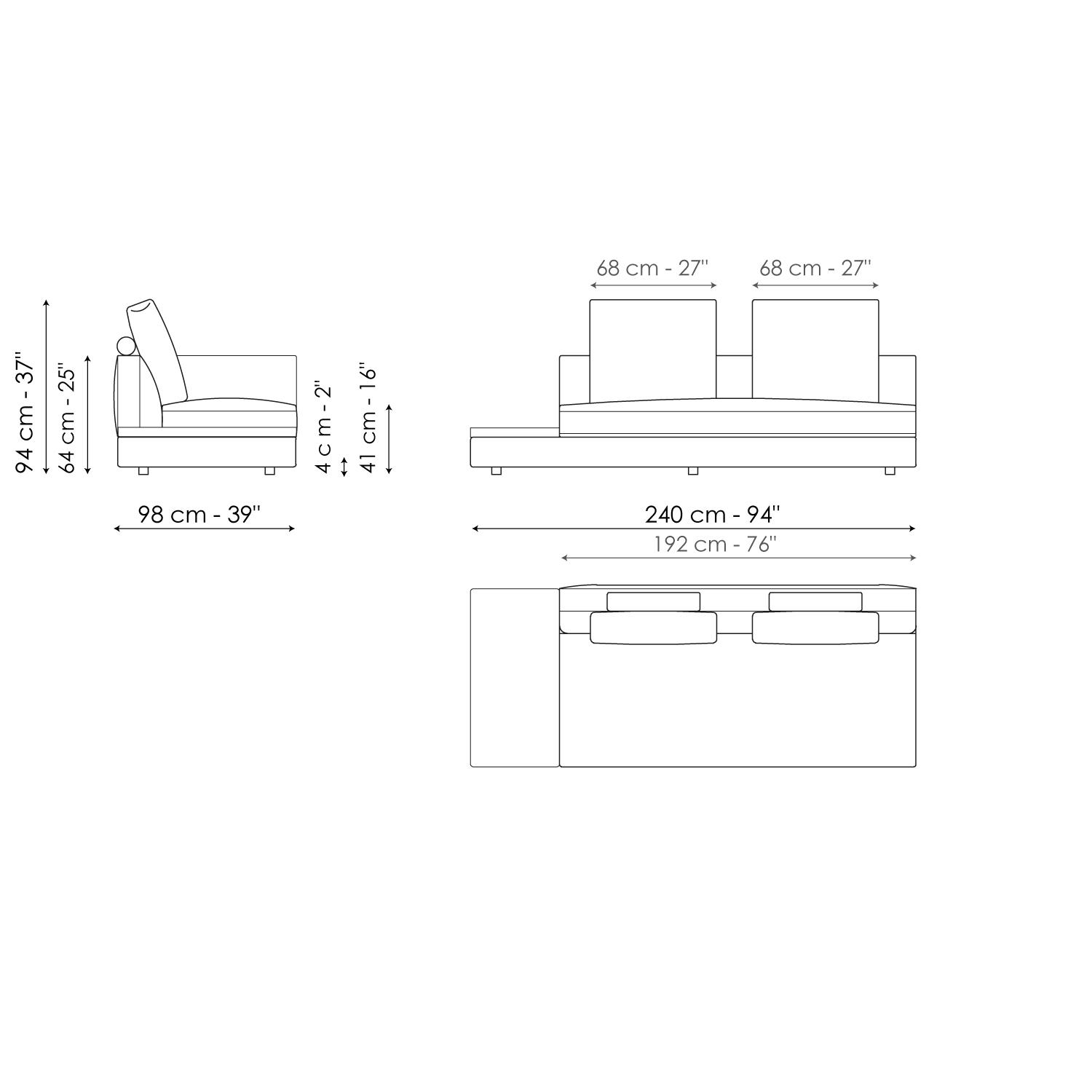 Center section with tray 240