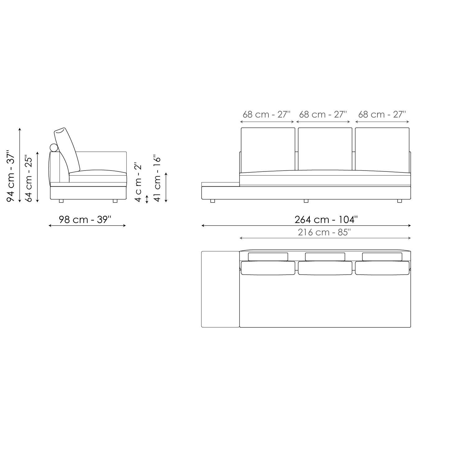 Center section with tray 264