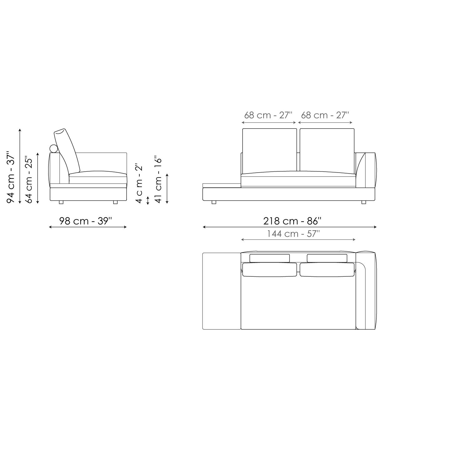 End section sofa with tray 218