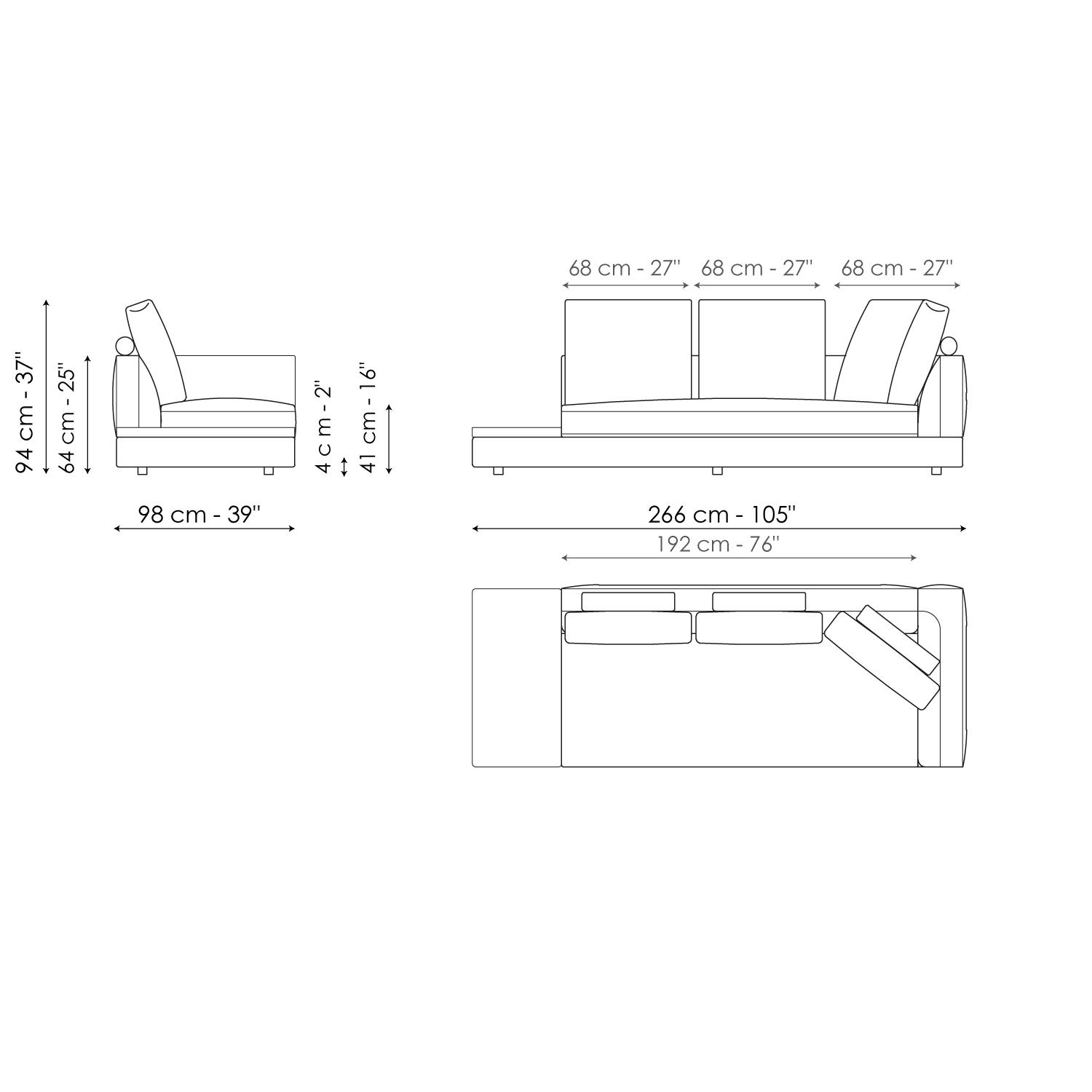 End section sofa with tray 266