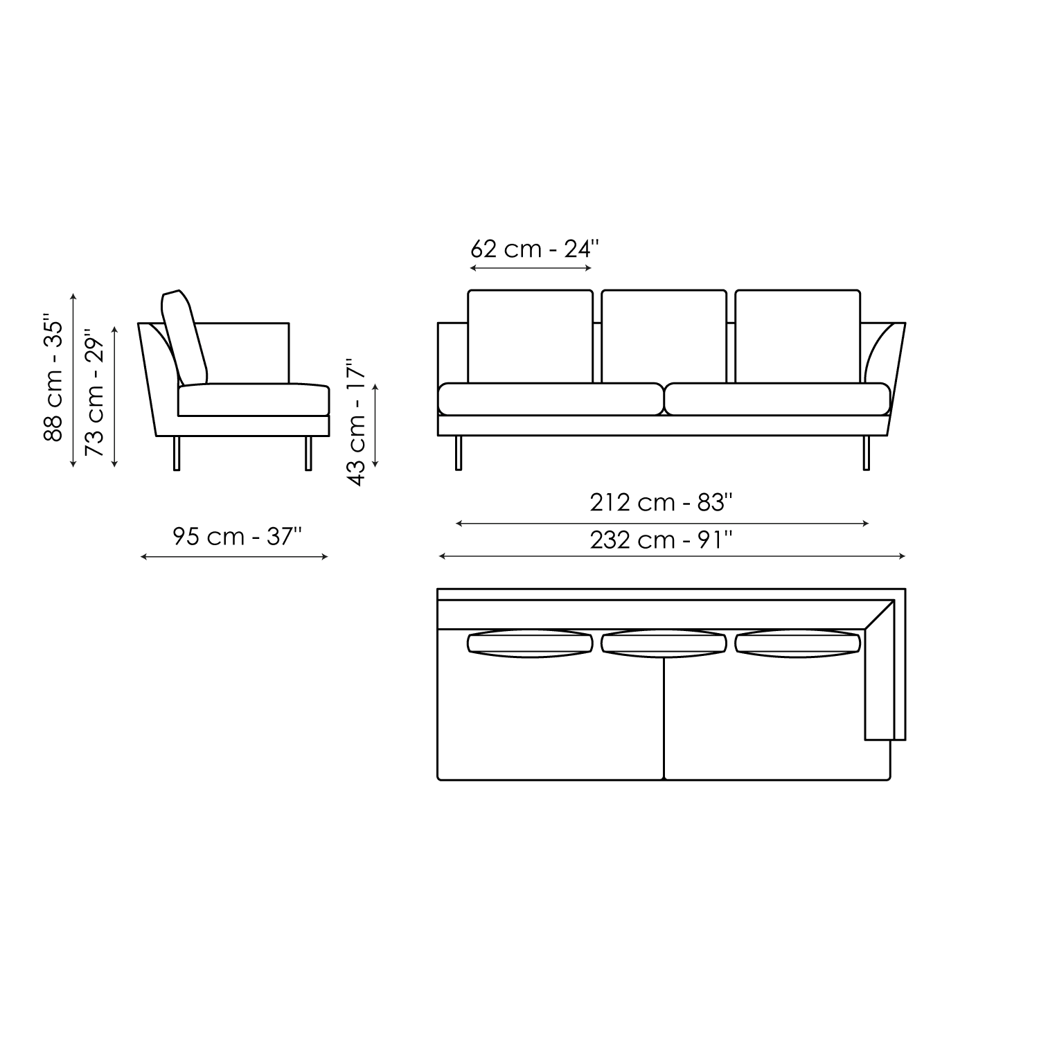 End section sofa 232