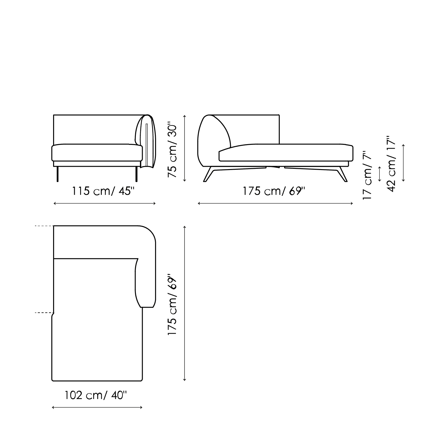 Chaise longue 115x175