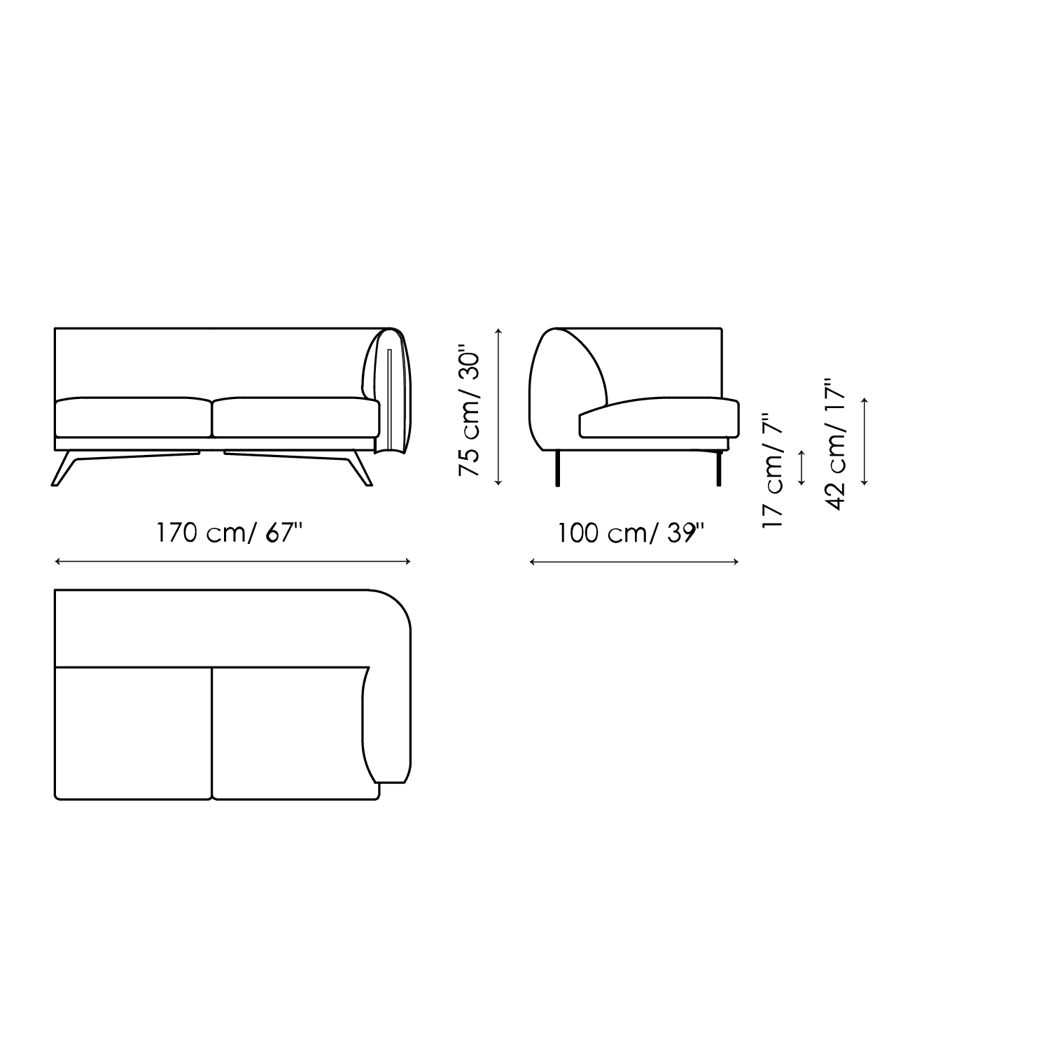 End section sofa 170