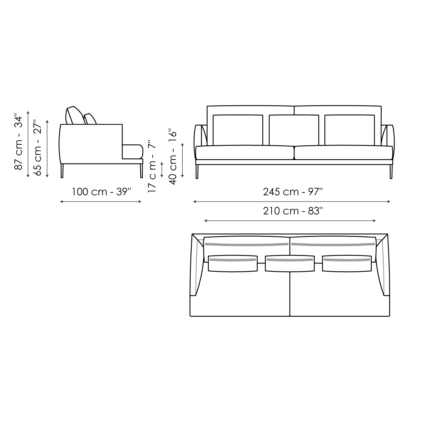 Sofa 245 - 2 Sitzflächen