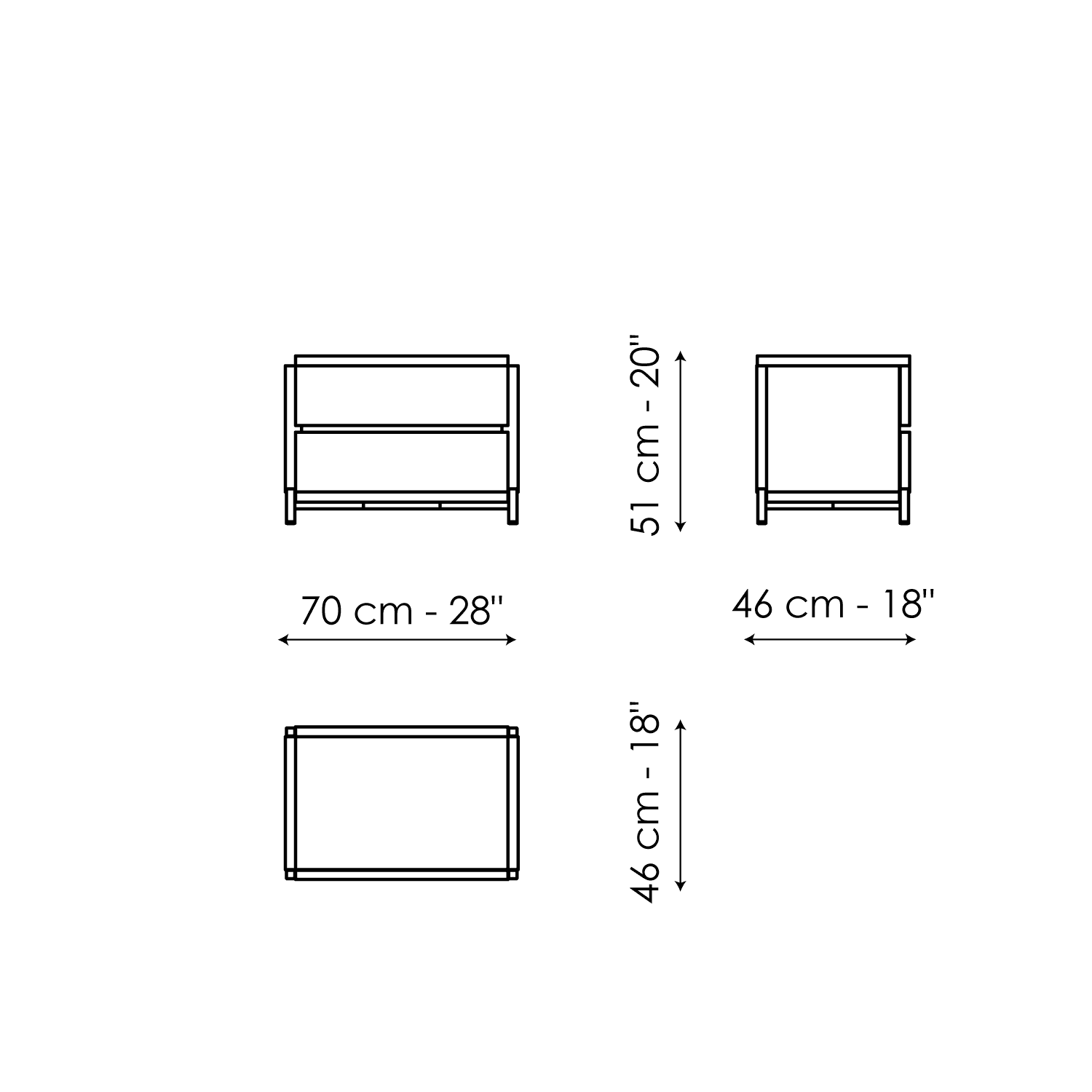 Bedside table with two drawers