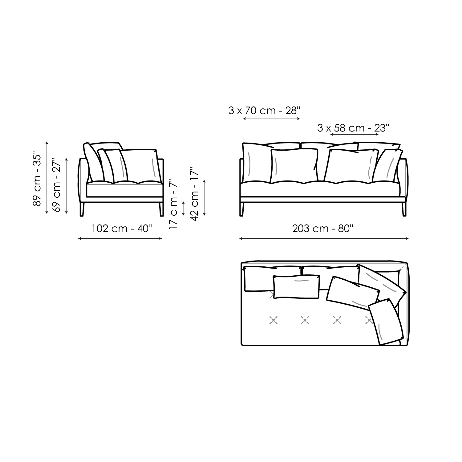 End section corner sofa 203