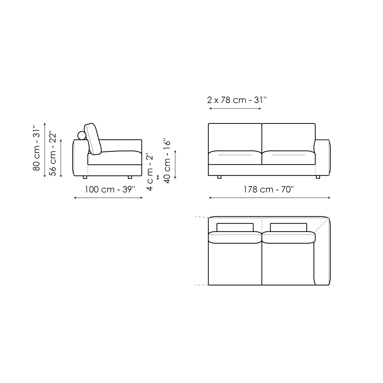 End section sofa 178