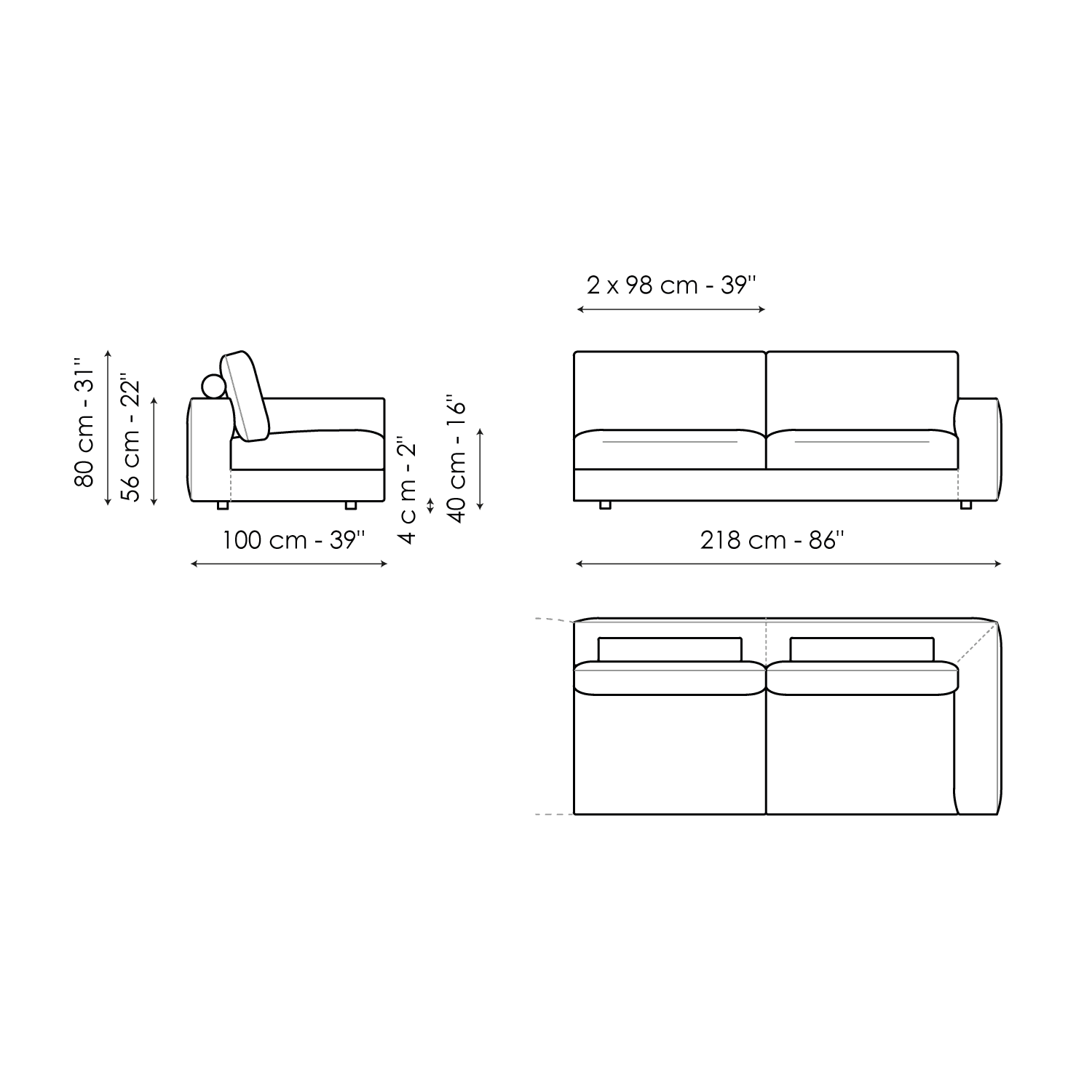End section sofa 218