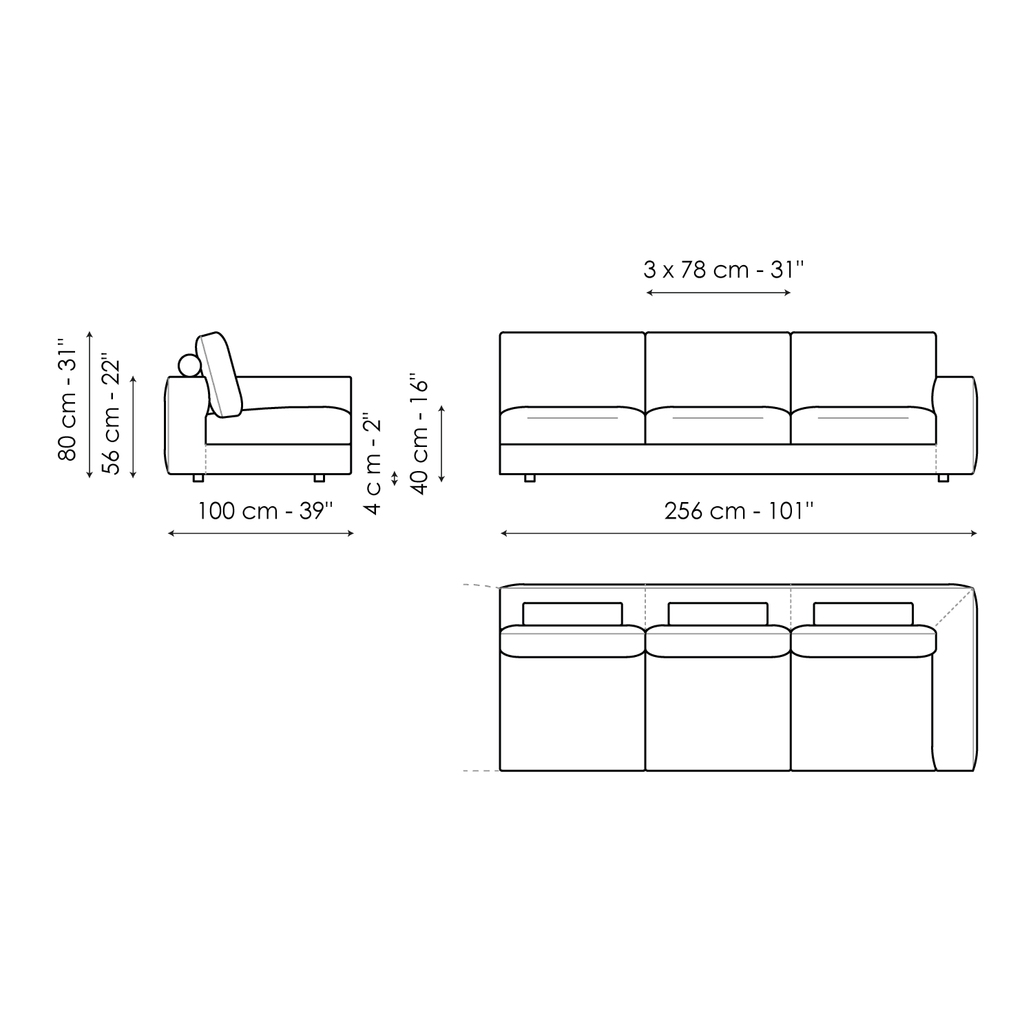 End section sofa 256