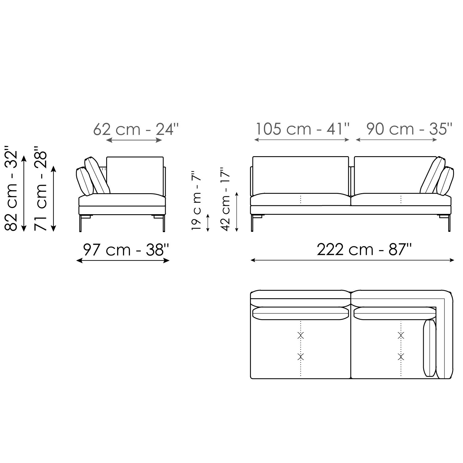 End section corner sofa 222