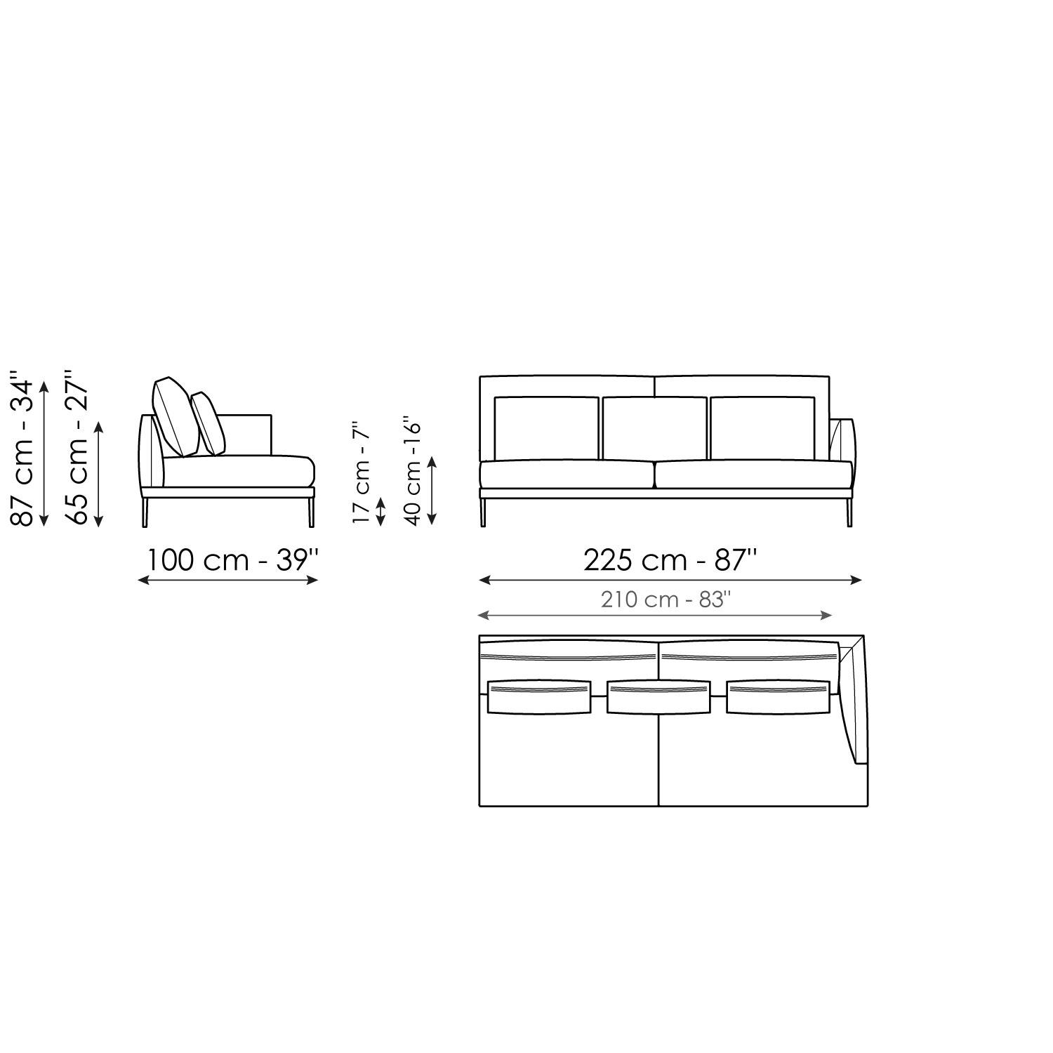 End section sofa 225 - 2 seats