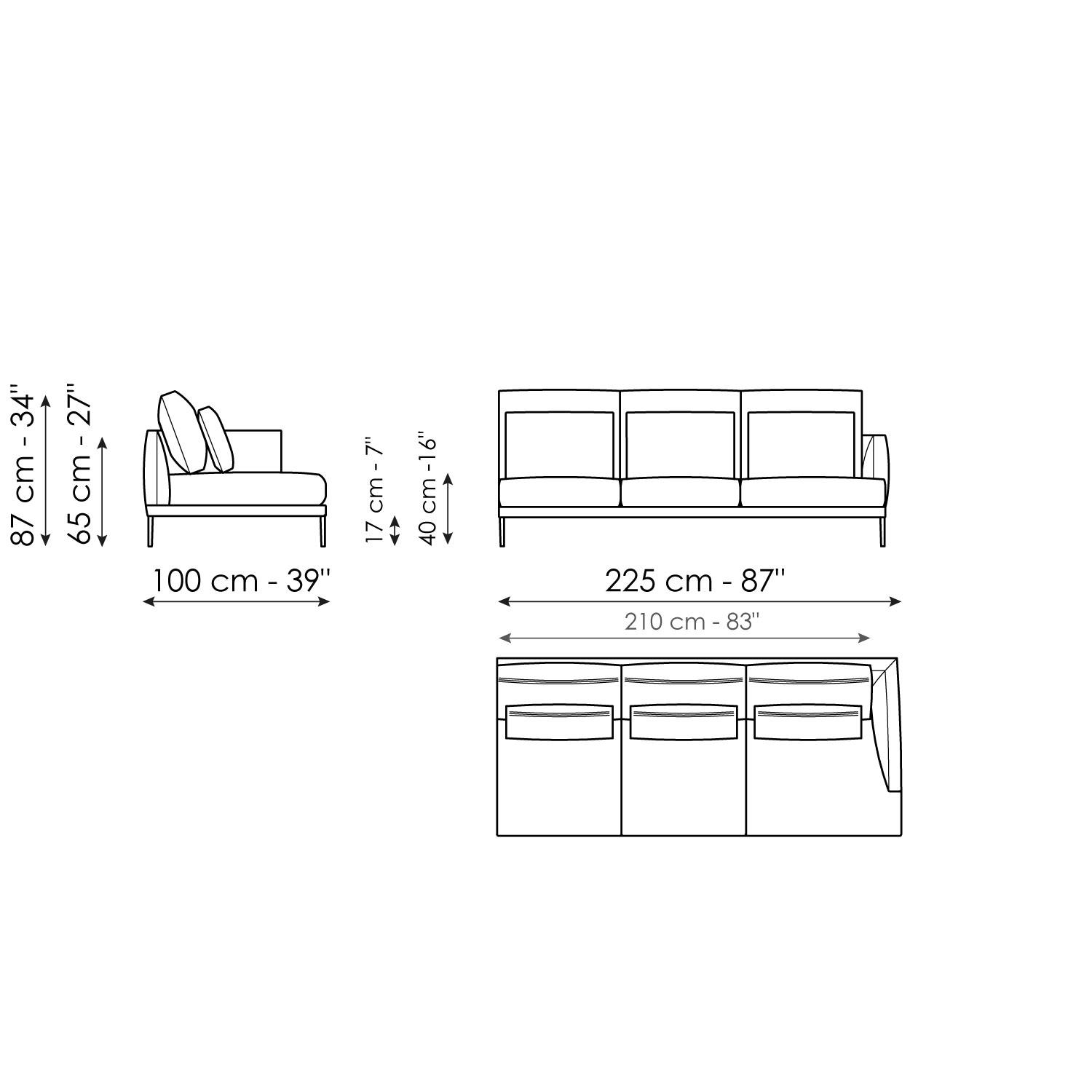 End section sofa 225 - 3 seats