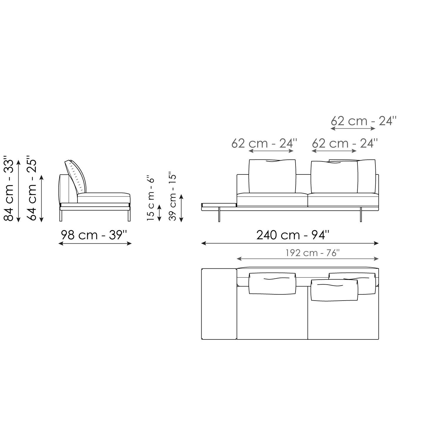 Center section with tray 240