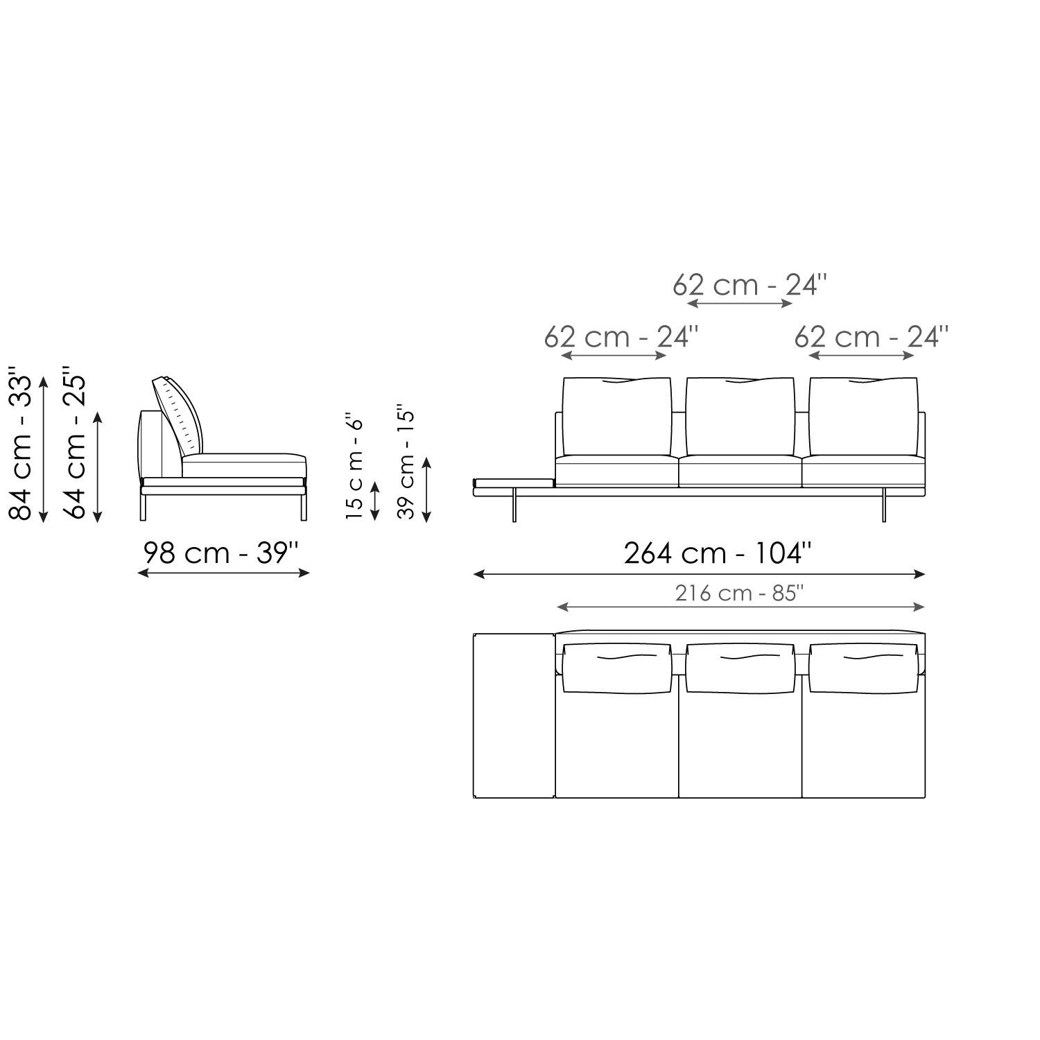 Center section with tray 264