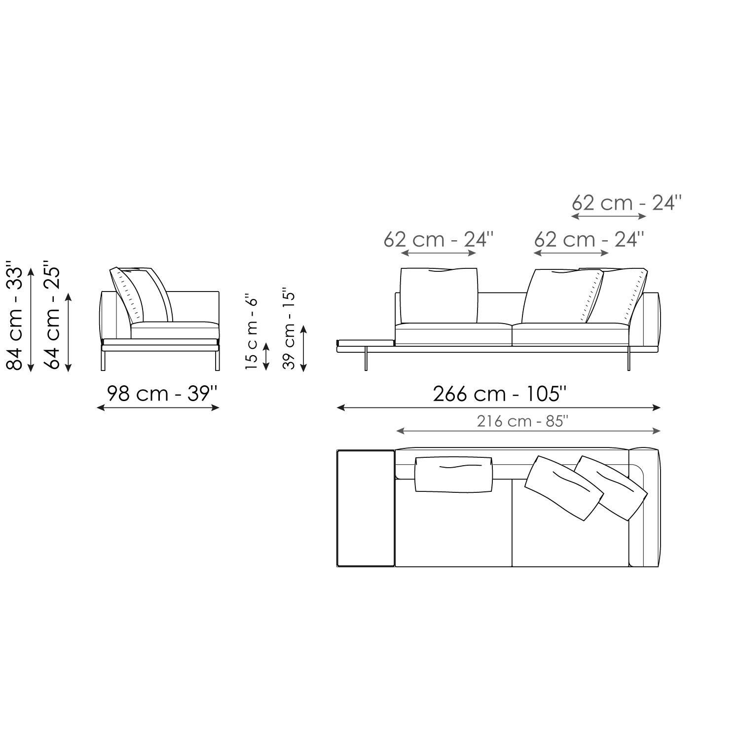 End section sofa with tray 266